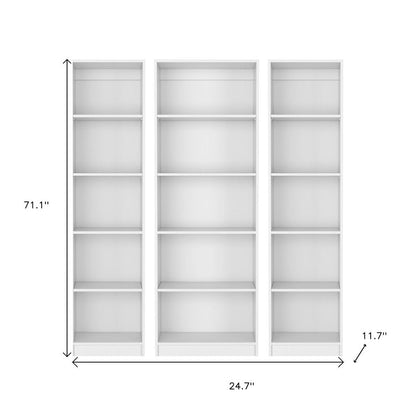 Set of Three White Wood Five Tier Modular Bookcase HomeRoots