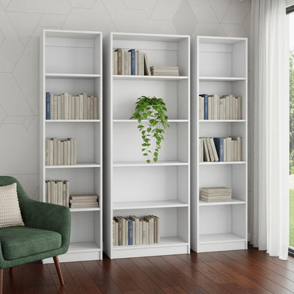 Set of Three White Wood Five Tier Modular Bookcase HomeRoots