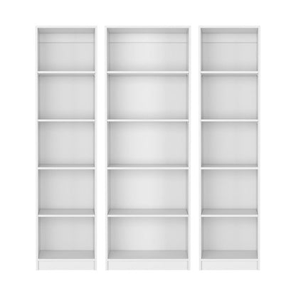 Set of Three White Wood Five Tier Modular Bookcase HomeRoots