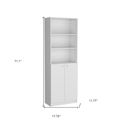 Set of Three White Wood Five Tier Modular Bookcase with Four Doors HomeRoots
