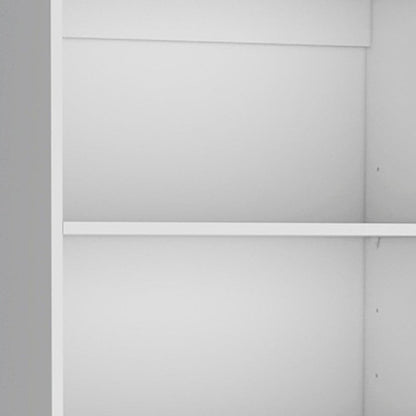 Set of Three White Wood Five Tier Modular Bookcase with Four Doors HomeRoots