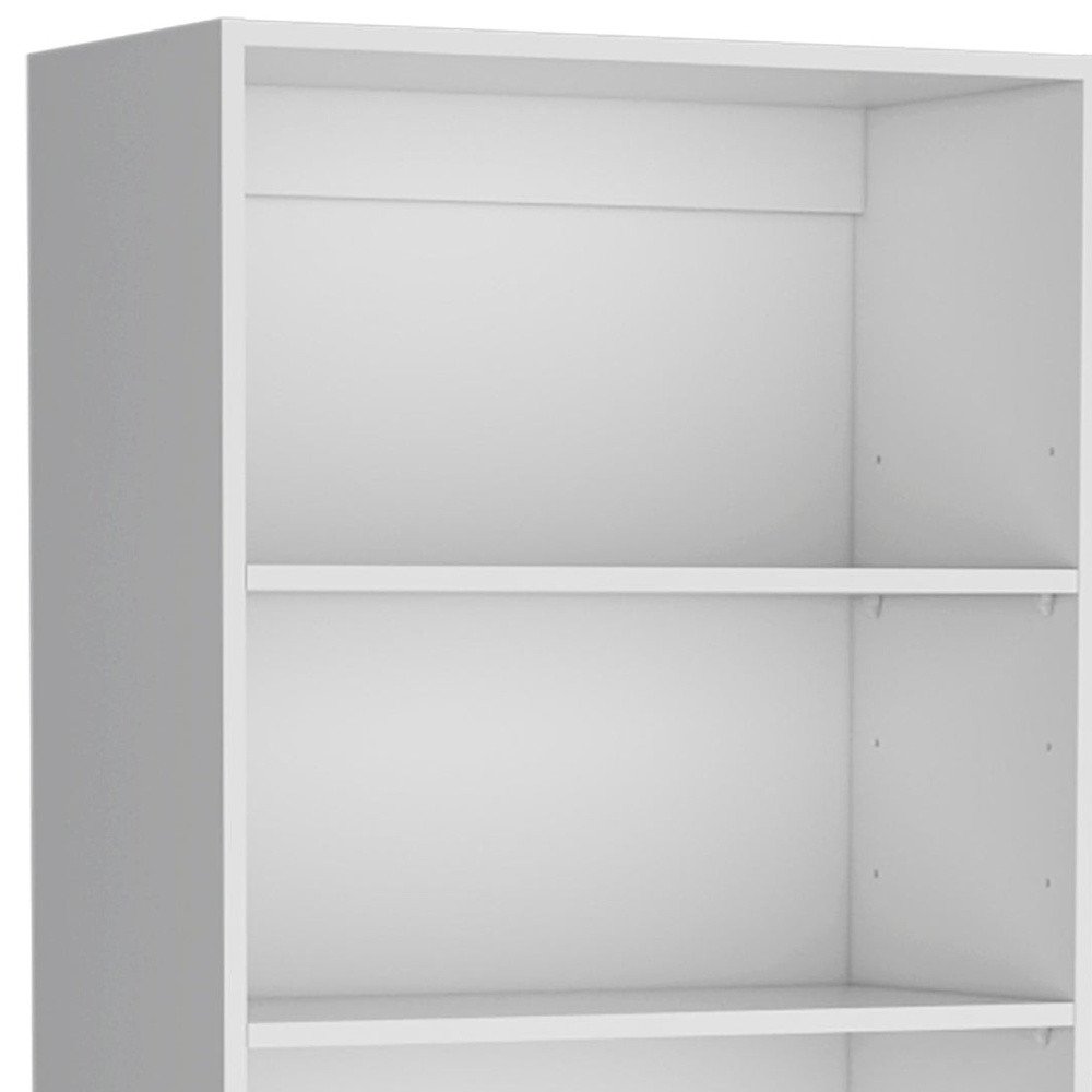 Set of Three White Wood Five Tier Modular Bookcase with Four Doors HomeRoots