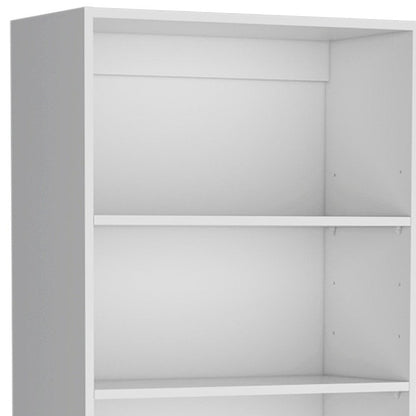 Set of Three White Wood Five Tier Modular Bookcase with Four Doors HomeRoots