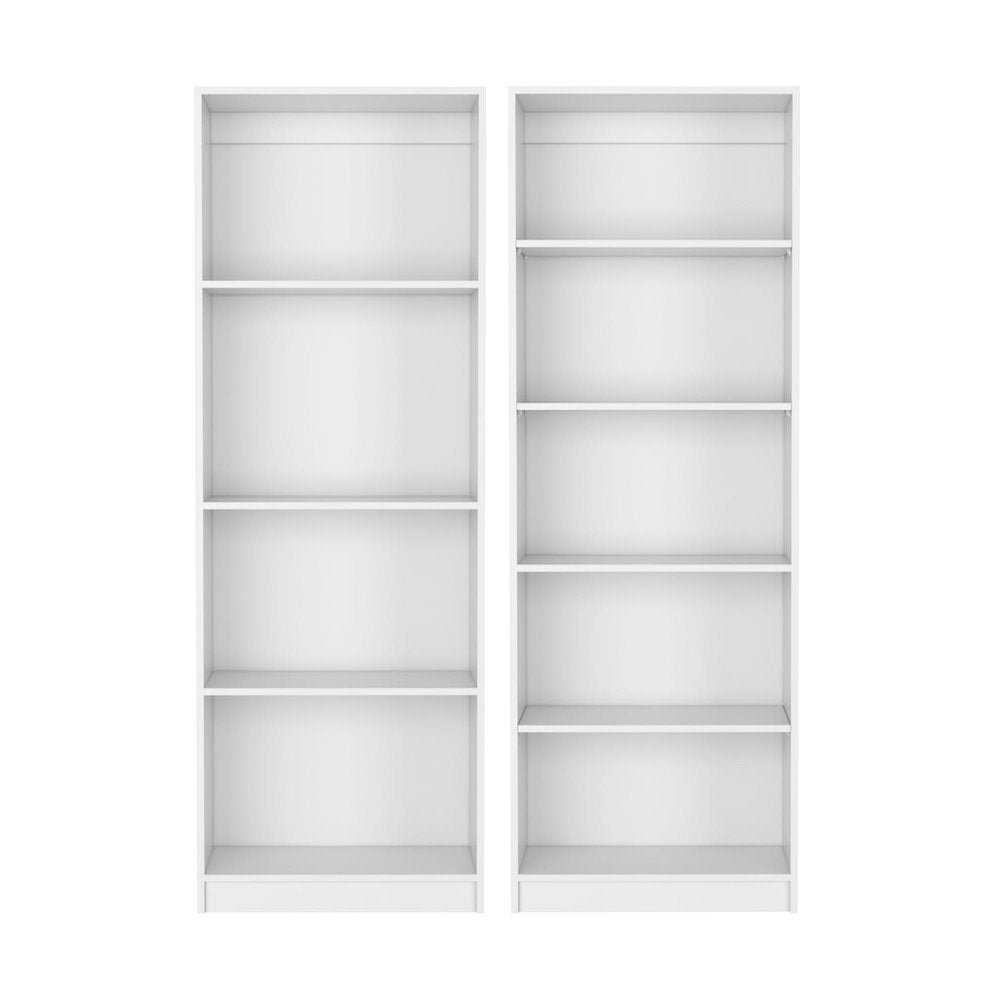 Set of Two White Wood Nine Tier Modular Bookcase HomeRoots