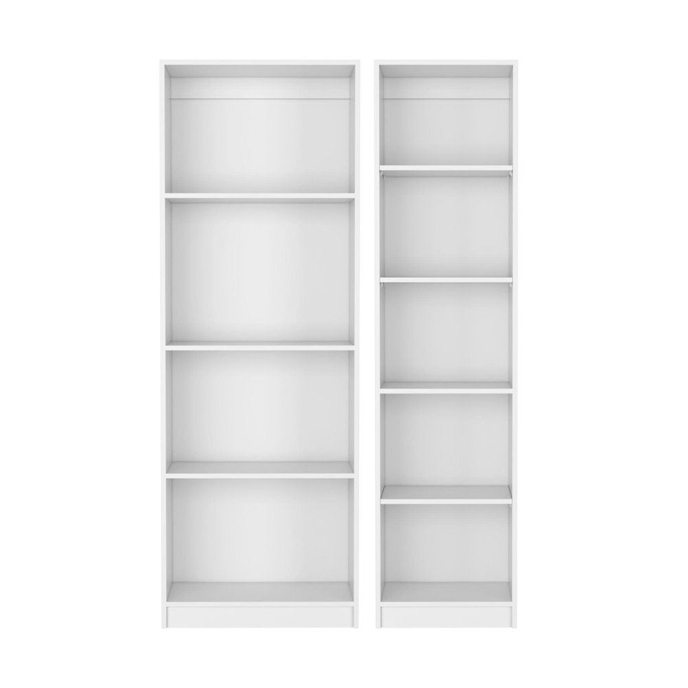 Set of Two White Wood Nine Tier Modular Bookcase HomeRoots