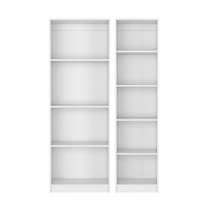 Set of Two White Wood Nine Tier Modular Bookcase HomeRoots