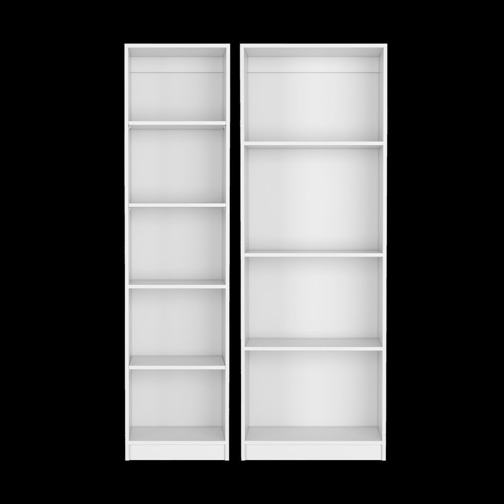 Set of Two White Wood Nine Tier Modular Bookcase HomeRoots
