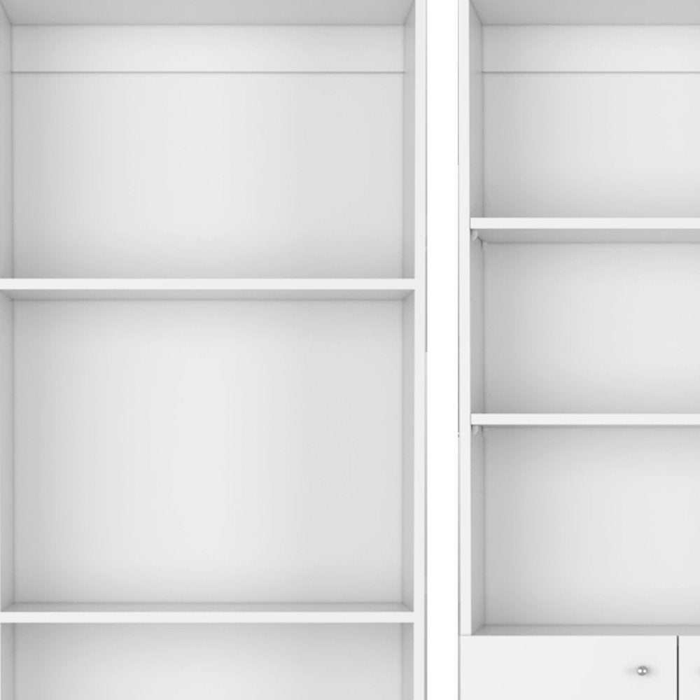 Set of Two White Wood Seven Tier Modular Bookcase with Two Doors HomeRoots