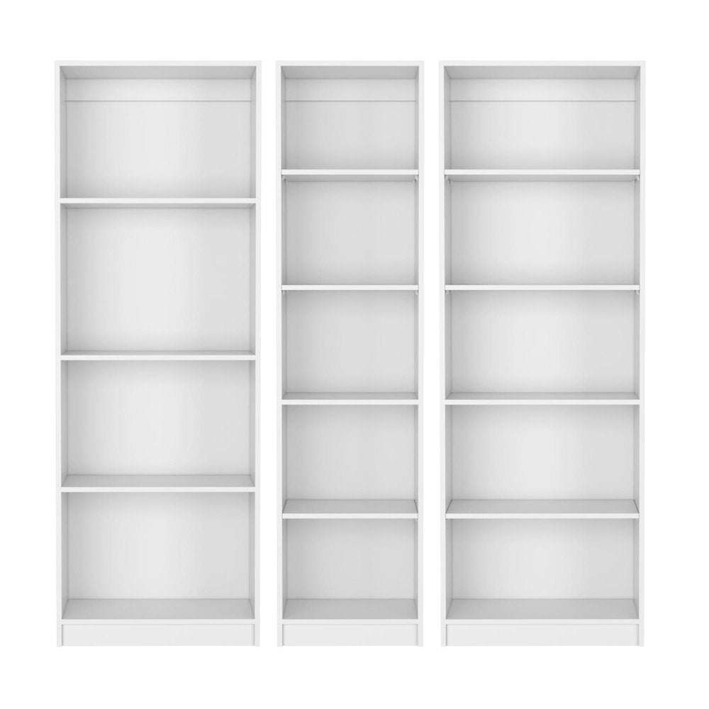 Set of Three White Wood Fourteen Tier Modular Bookcase HomeRoots