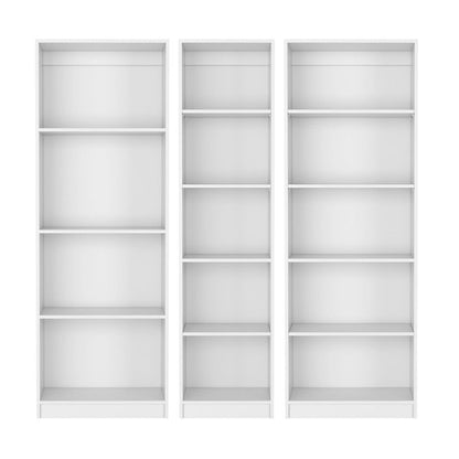 Set of Three White Wood Fourteen Tier Modular Bookcase HomeRoots
