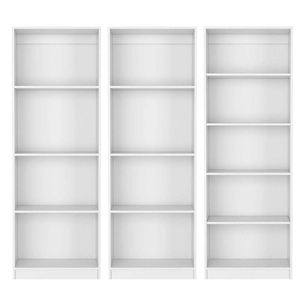 Set of Three White Wood Thirteen Tier Modular Bookcase HomeRoots