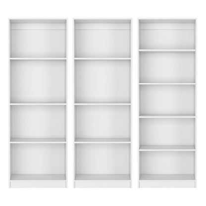 Set of Three White Wood Thirteen Tier Modular Bookcase HomeRoots