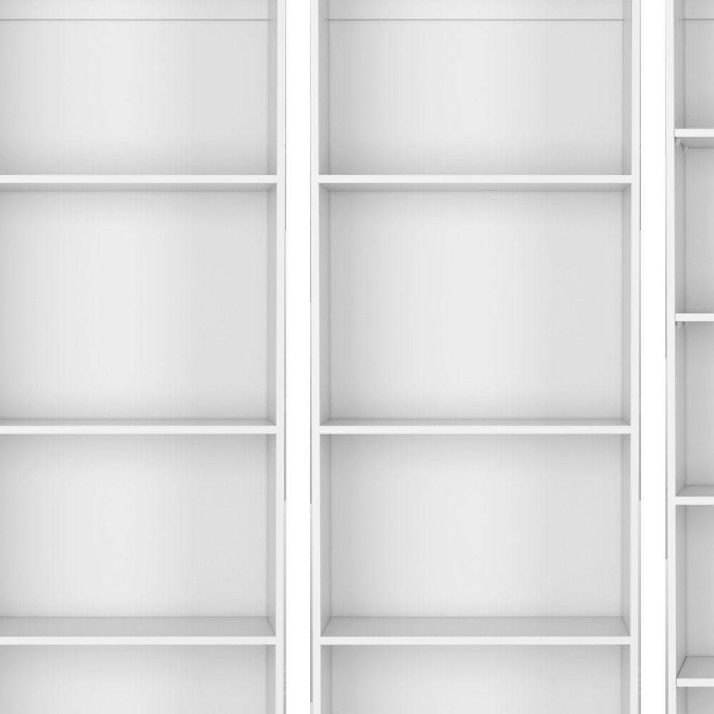 Set of Three White Wood Thirteen Tier Modular Bookcase