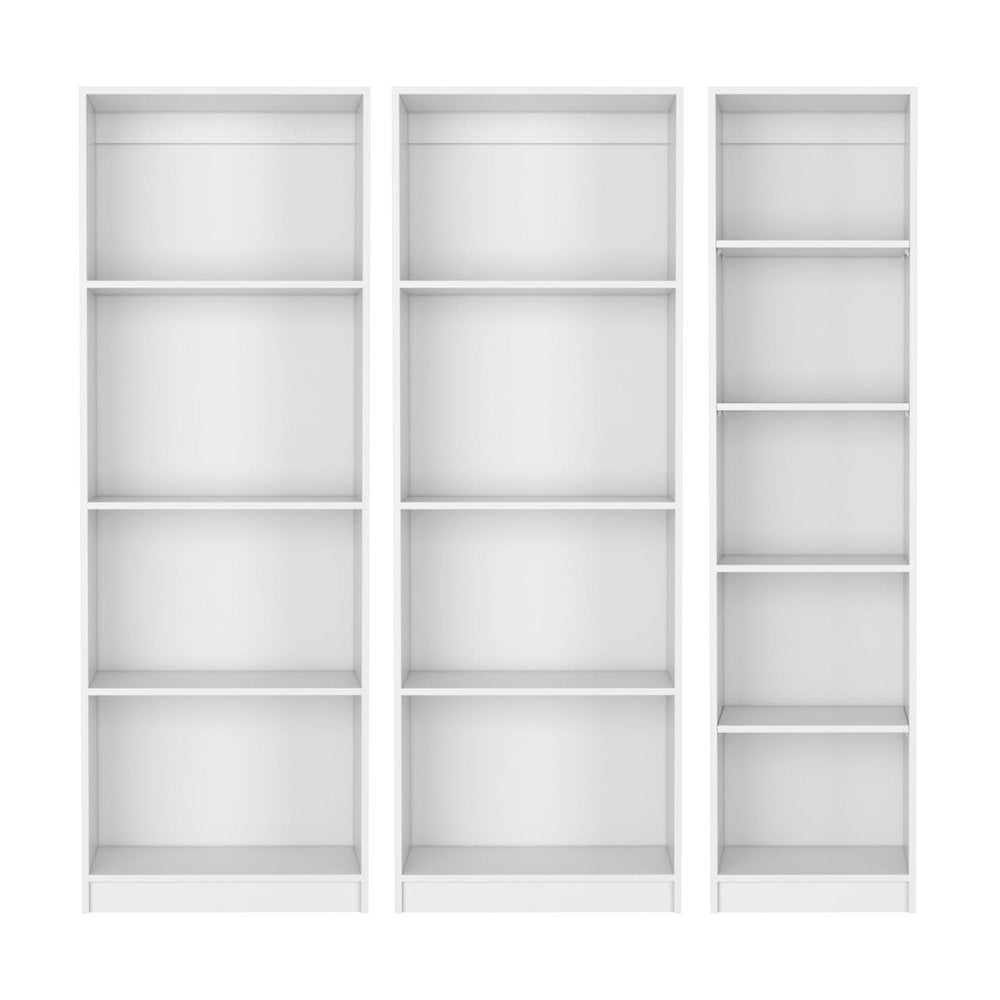 Set of Three White Wood Thirteen Tier Modular Bookcase HomeRoots