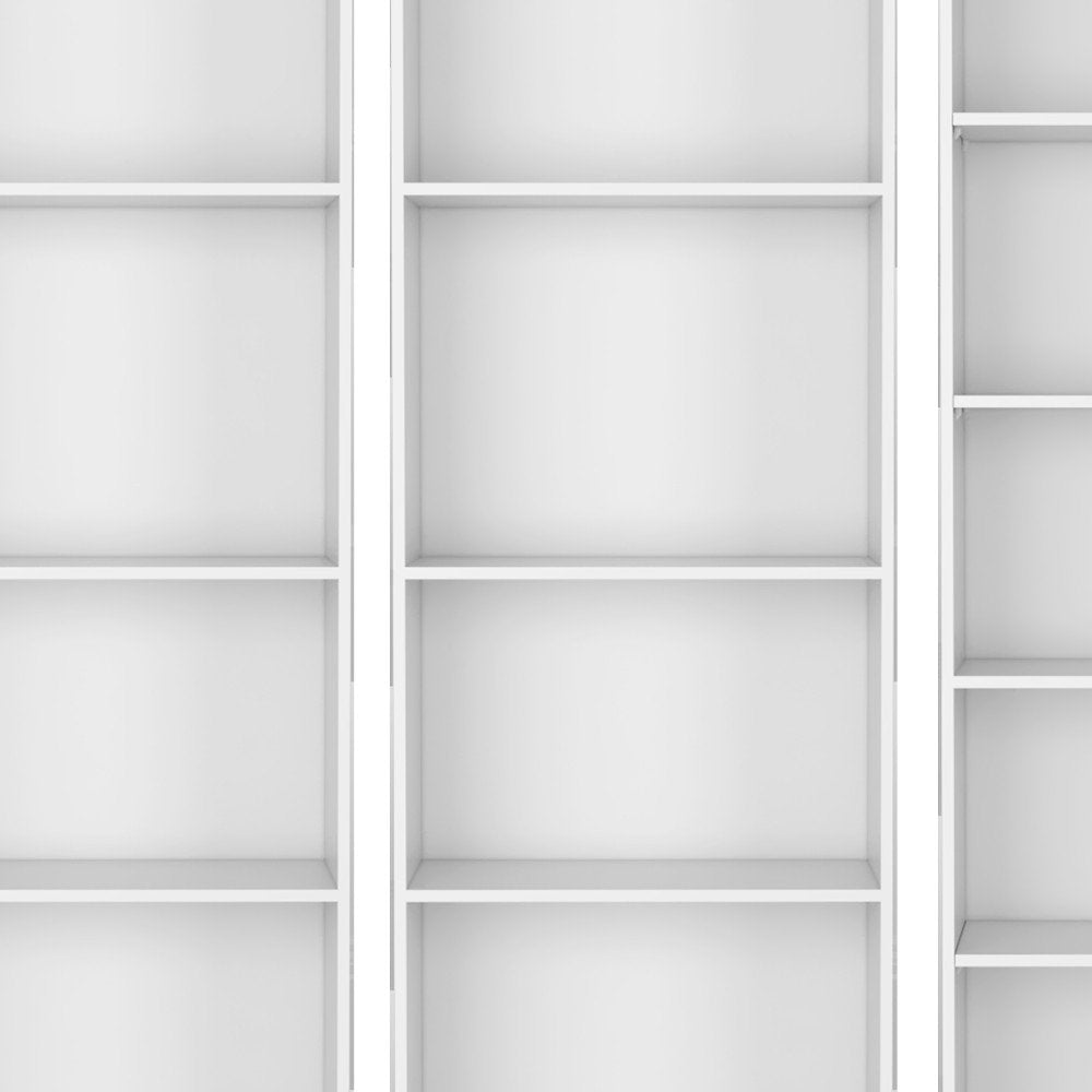 Set of Three White Wood Thirteen Tier Modular Bookcase HomeRoots