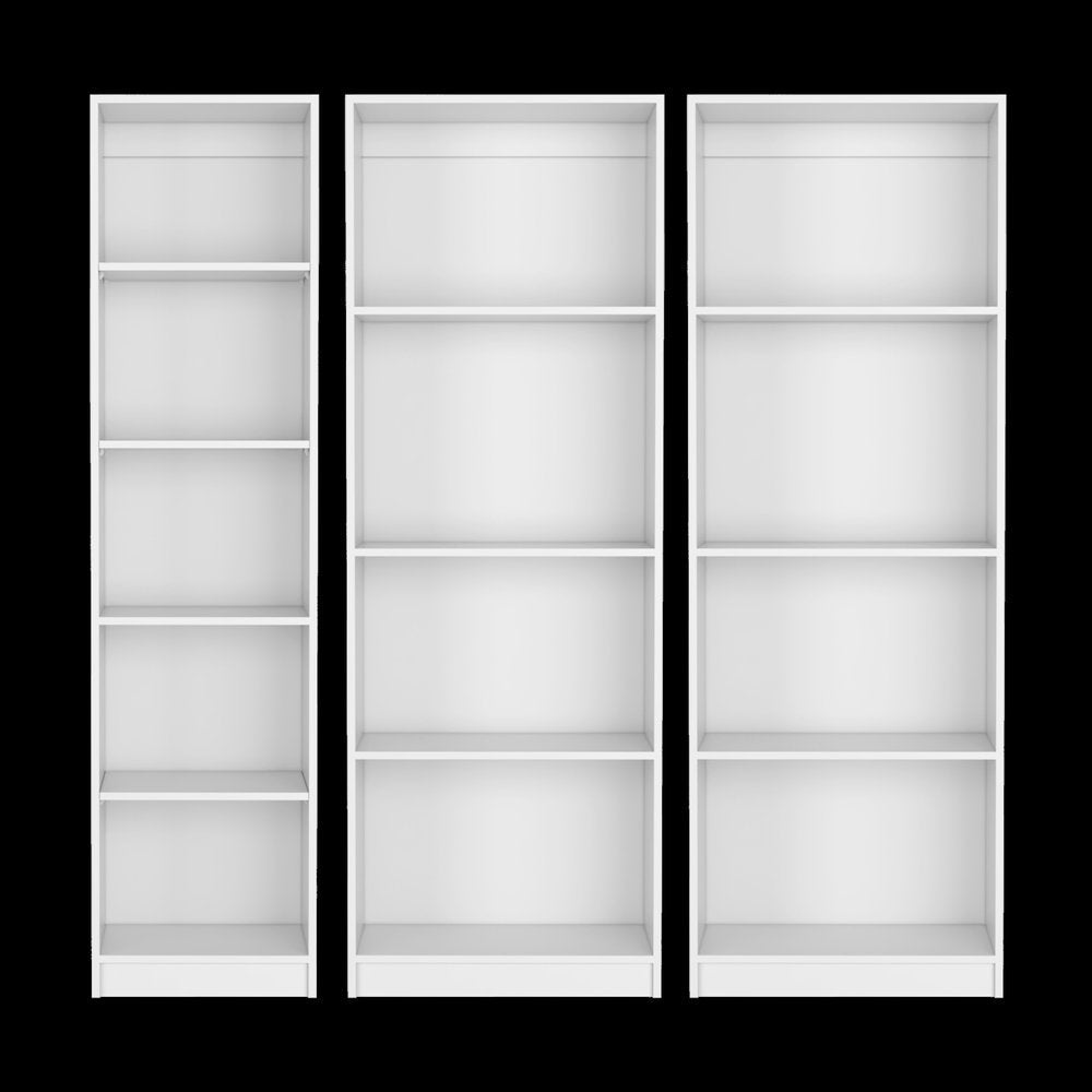 Set of Three White Wood Thirteen Tier Modular Bookcase HomeRoots