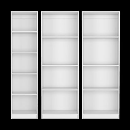 Set of Three White Wood Thirteen Tier Modular Bookcase HomeRoots