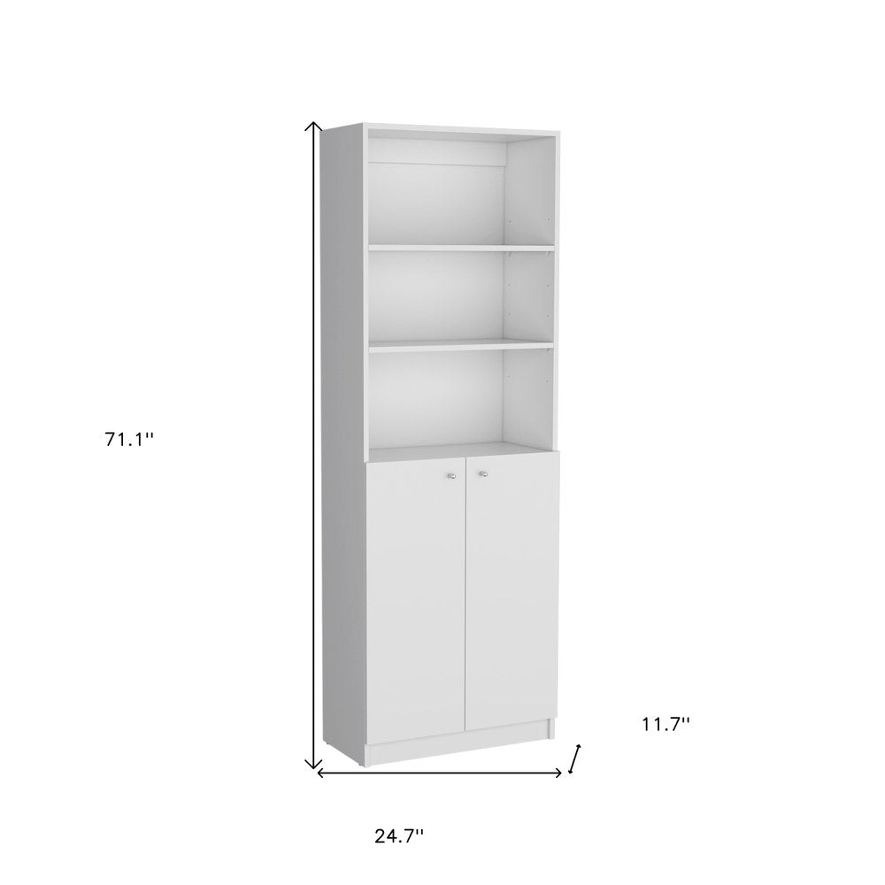 Set of Three White Wood Eleven Tier Modular Bookcase with Two Doors HomeRoots