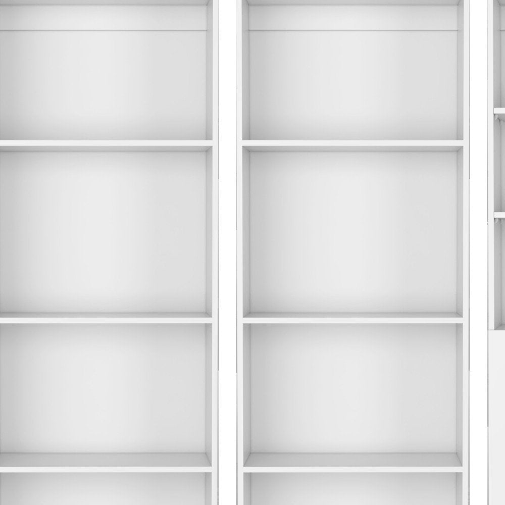 Set of Three White Wood Eleven Tier Modular Bookcase with Two Doors HomeRoots