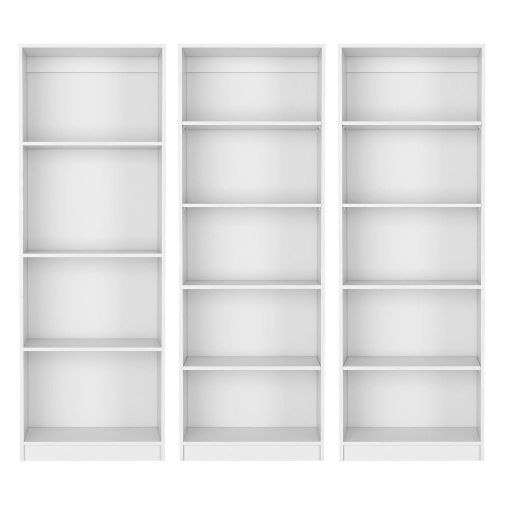 Set of Three White Wood Fourteen Tier Modular Bookcase HomeRoots