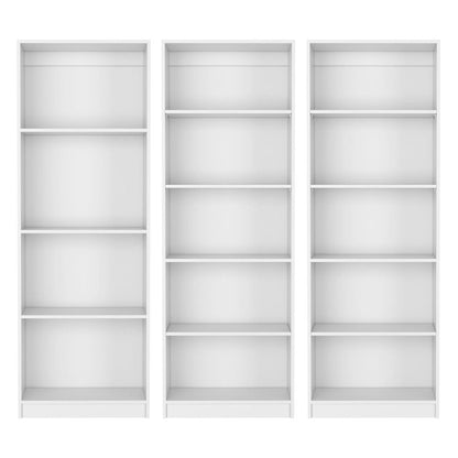 Set of Three White Wood Fourteen Tier Modular Bookcase HomeRoots