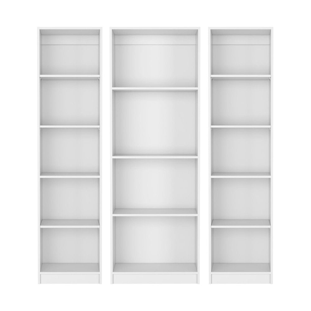Set of Three White Wood Fourteen Tier Modular Bookcase HomeRoots
