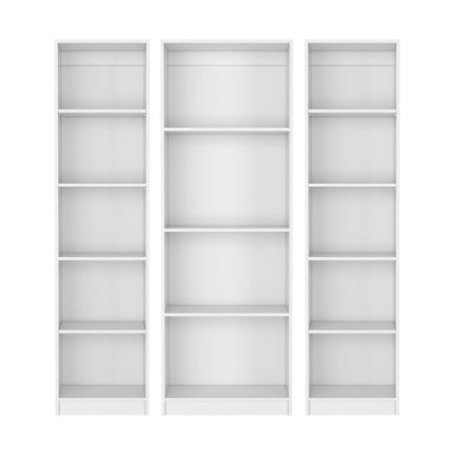 Set of Three White Wood Fourteen Tier Modular Bookcase HomeRoots