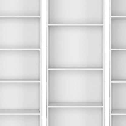 Set of Four White Wood Seventeen Tier Modular Bookcase with Two Doors