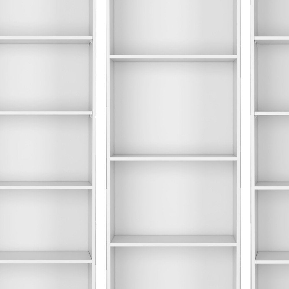 Set of Four White Wood Seventeen Tier Modular Bookcase with Two Doors HomeRoots