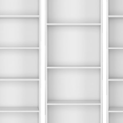 Set of Four White Wood Seventeen Tier Modular Bookcase with Two Doors HomeRoots