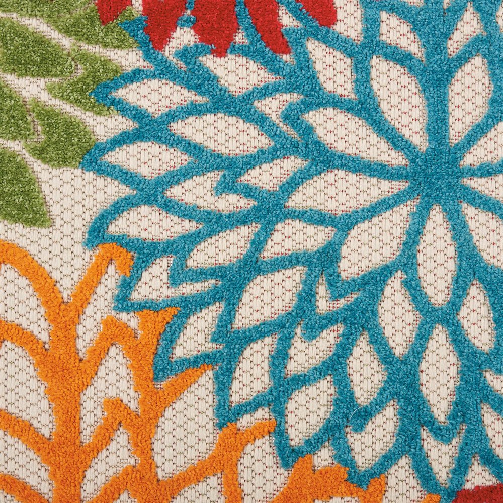 6' Orange Red Green And Blue Floral Indoor Outdoor Runner Rug HomeRoots