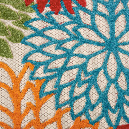 6' Orange Red Green And Blue Floral Indoor Outdoor Runner Rug HomeRoots