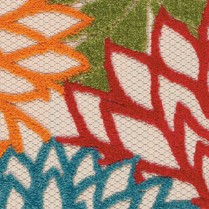 6' Orange Red Green And Blue Floral Indoor Outdoor Runner Rug HomeRoots
