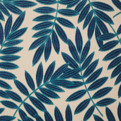 5' X 8' Navy Blue And Ivory Palm Leaf Indoor Outdoor Area Rug HomeRoots