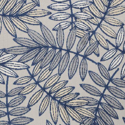 5' X 8' Navy Blue And Ivory Botanical Leaves Indoor Outdoor Area Rug HomeRoots