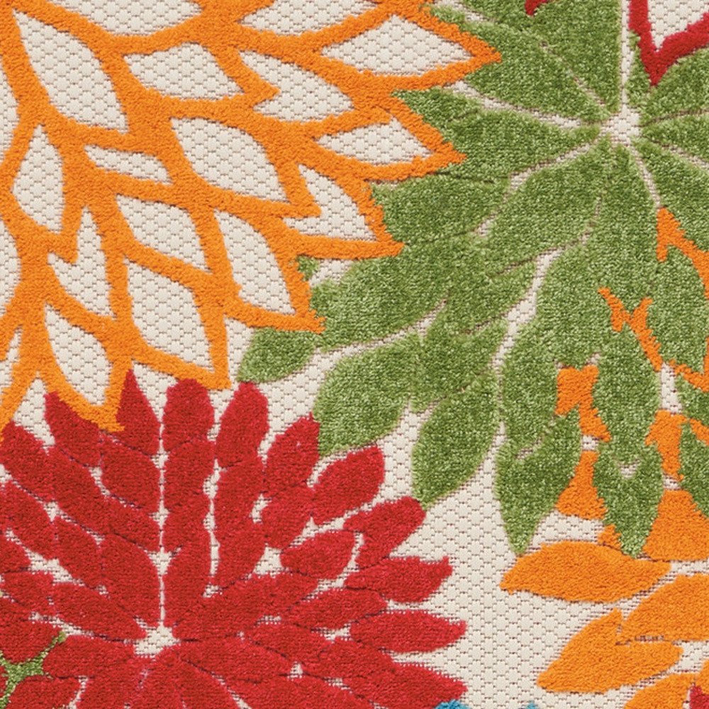 6' Orange Red Green And Blue Floral Indoor Outdoor Runner Rug HomeRoots