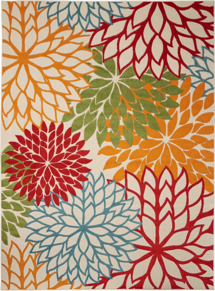 6' X 9' Ivory Yellow Orange Green And Blue Floral Indoor Outdoor Area Rug HomeRoots