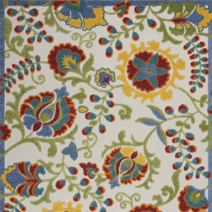 6' X 9' Ivory Green Red And Yellow Floral Indoor Outdoor Area Rug HomeRoots