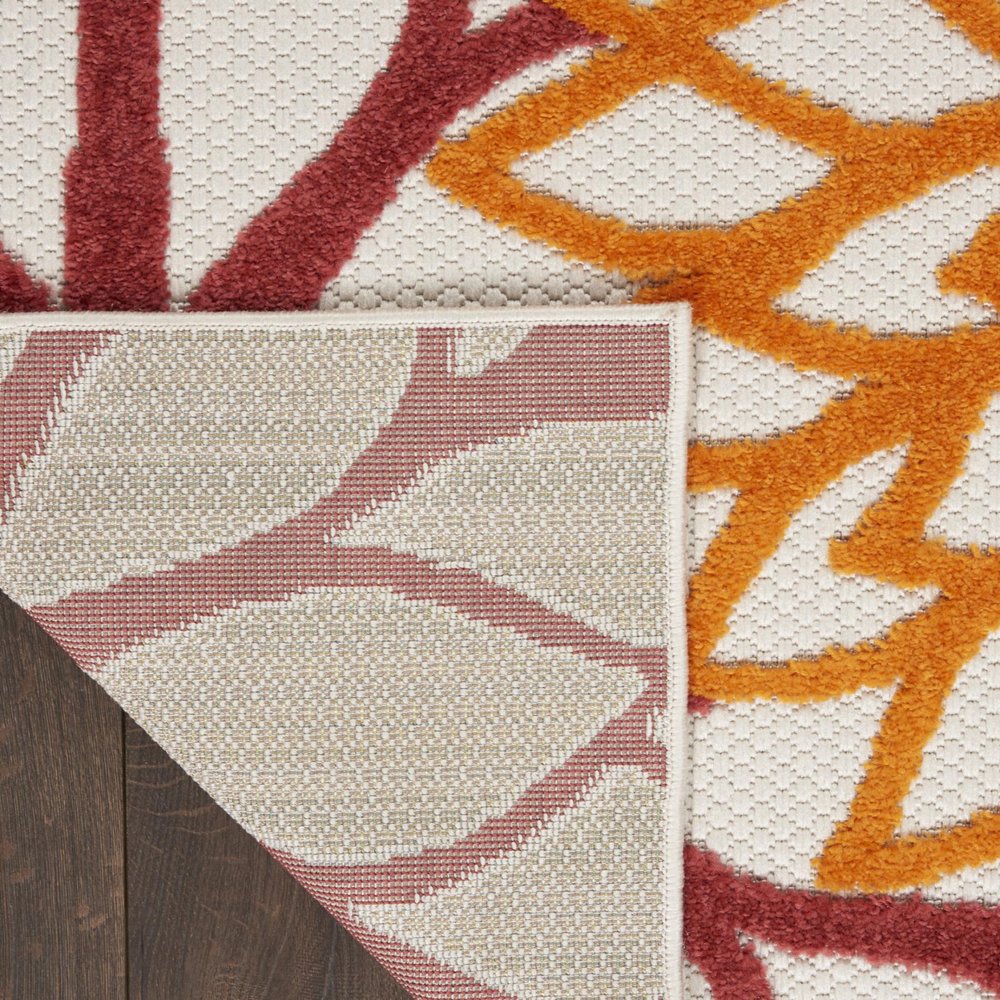 7' X 10' Red Ivory Yellow And Orange Floral Indoor Outdoor Area Rug HomeRoots