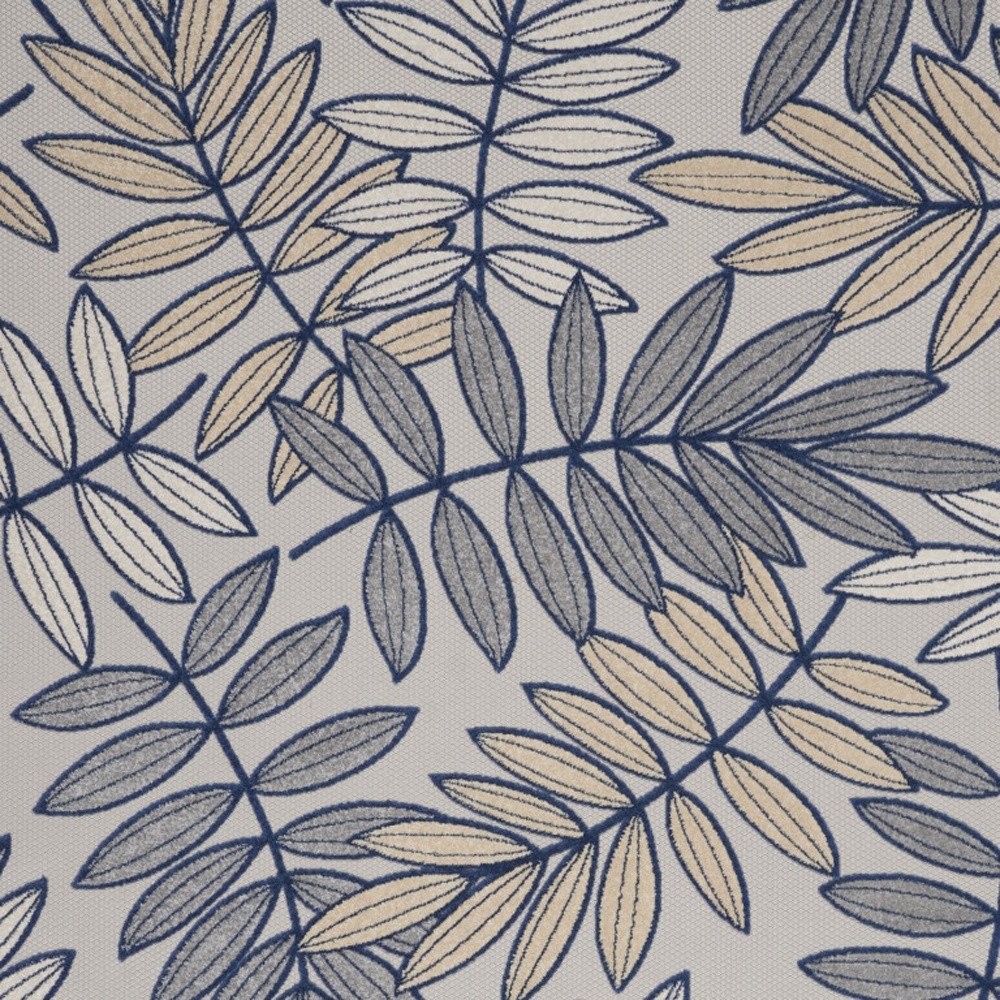5' X 8' Navy Blue And Ivory Botanical Leaves Indoor Outdoor Area Rug — view 17