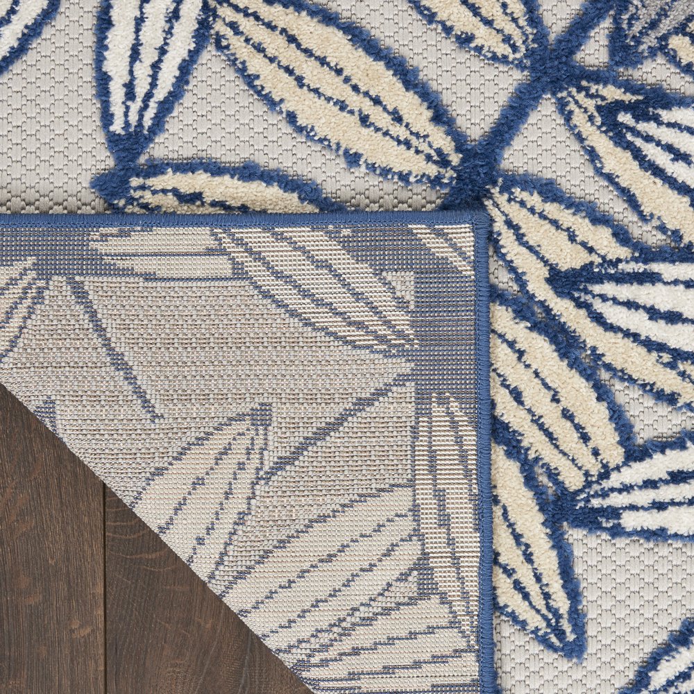 5' X 8' Navy Blue And Ivory Botanical Leaves Indoor Outdoor Area Rug — view 20