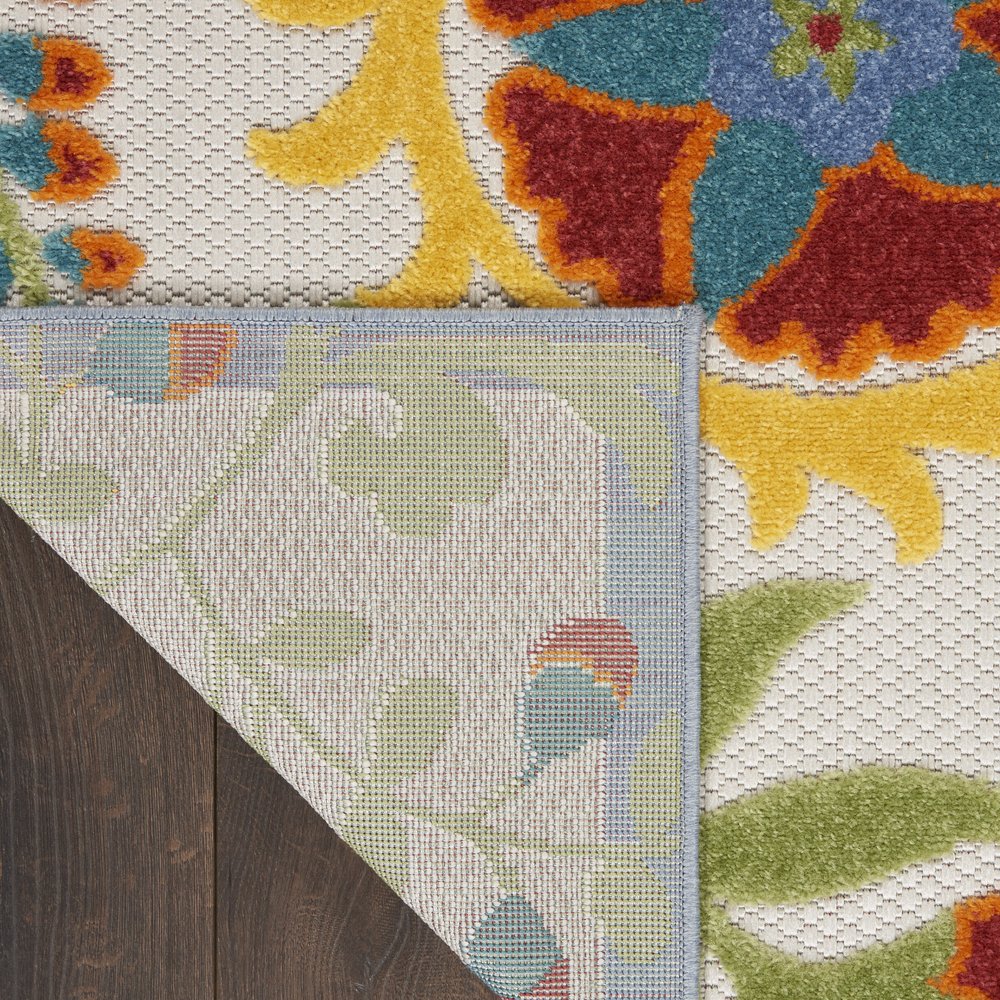 8' X 11' Green Red Ivory And Yellow Floral Indoor Outdoor Area Rug HomeRoots