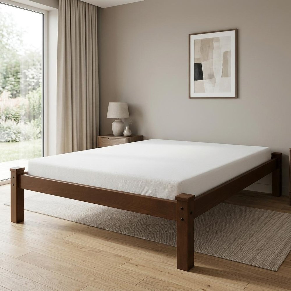 Brown Solid Wood Full Bed Frame — view 7