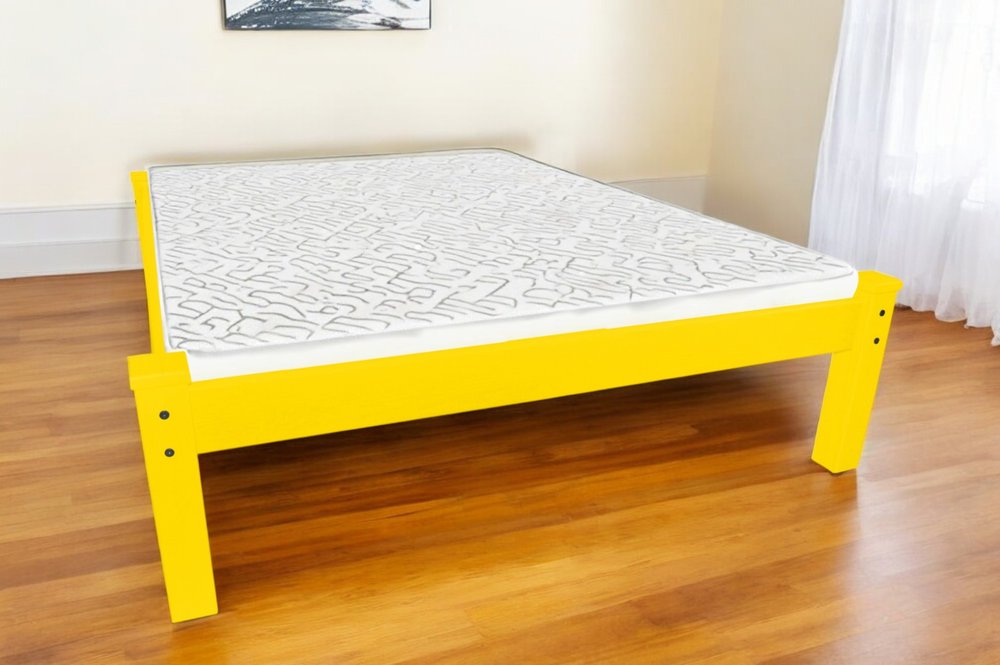 Canary Yellow Solid Wood Full Bed Frame HomeRoots