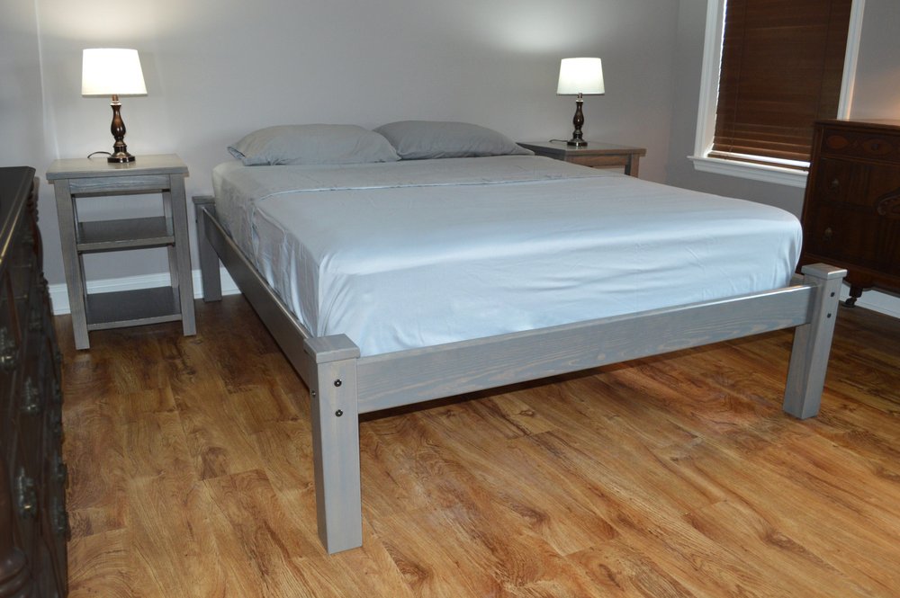Gray Solid Wood Full Bed Frame HomeRoots