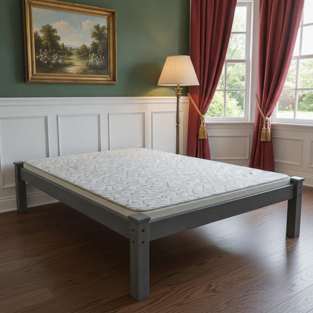 Gray Solid Wood Full Bed Frame HomeRoots