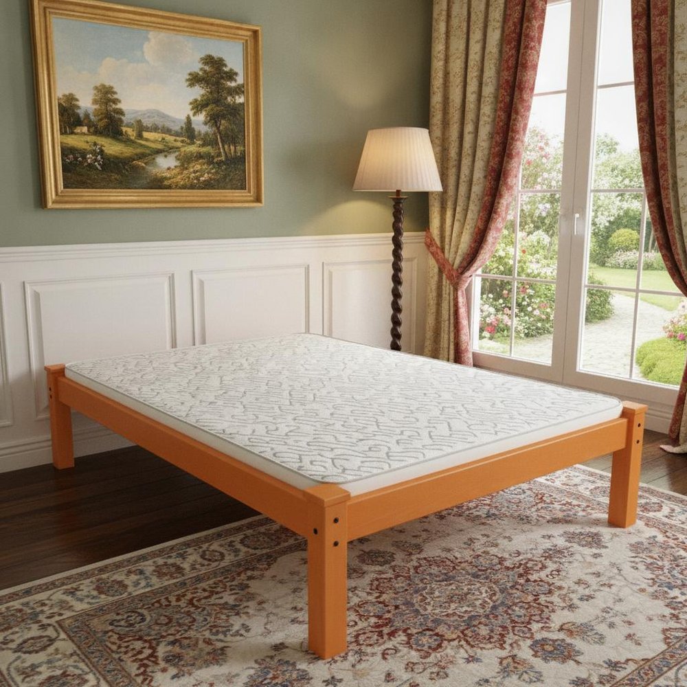 Yellow Solid Wood Full Bed Frame HomeRoots
