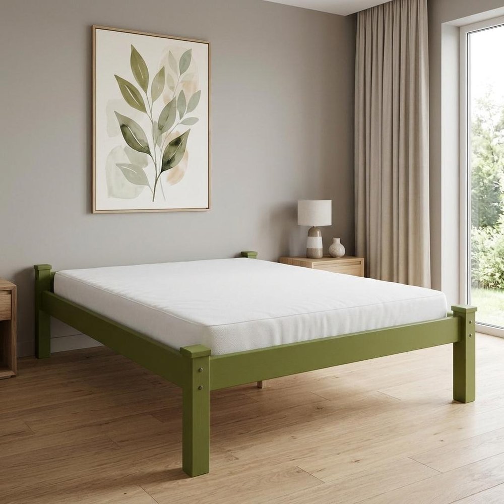 Lime Green Solid Wood Full Bed Frame
