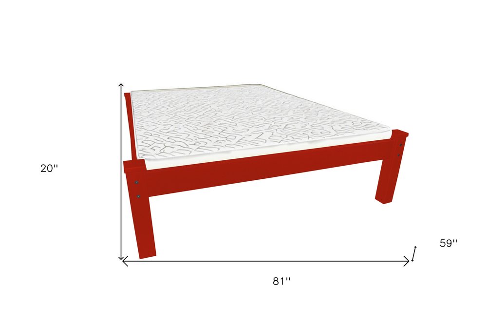 Red Solid Wood Full Bed Frame HomeRoots