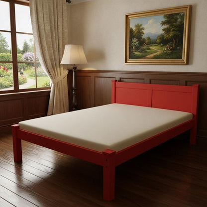 Red Solid Wood Full Bed Frame HomeRoots